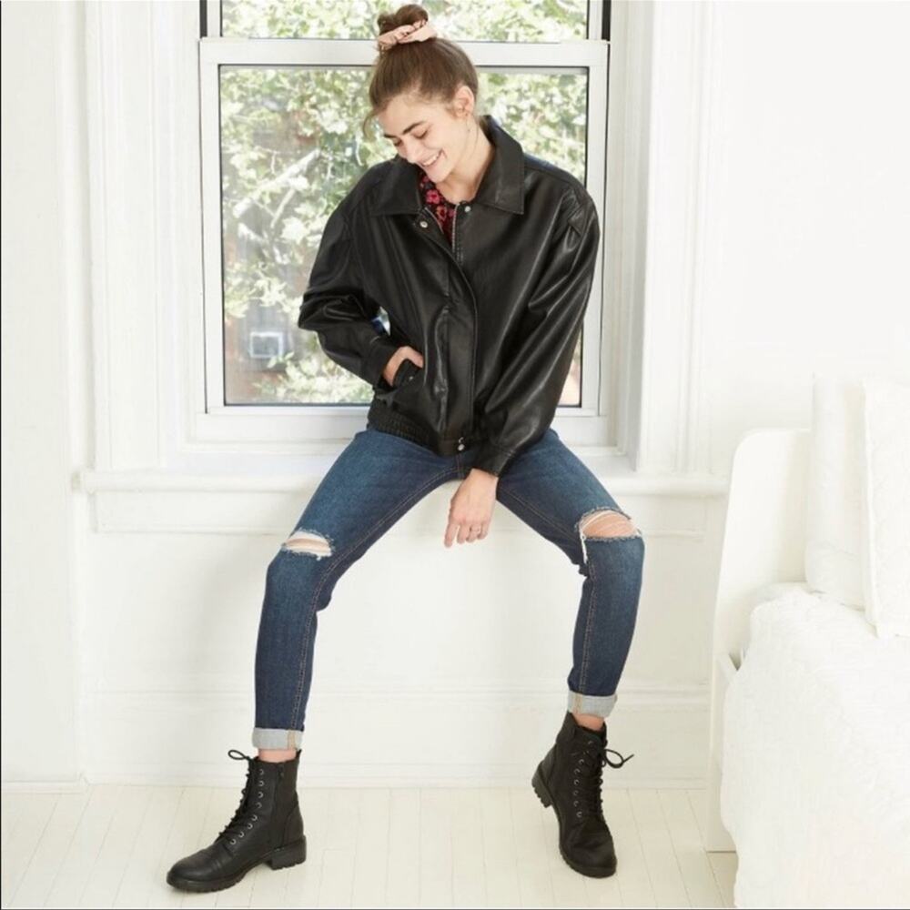 Wild Fable Black Faux Leather‎ Biker Moto Jacket Medium
